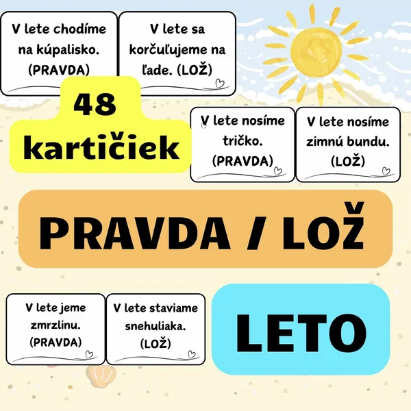 LETO – PRAVDA ALEBO LOŽ (Didaktická hra) - čiernobiele