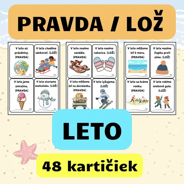 LETO – PRAVDA ALEBO LOŽ (Didaktická hra) - farebné