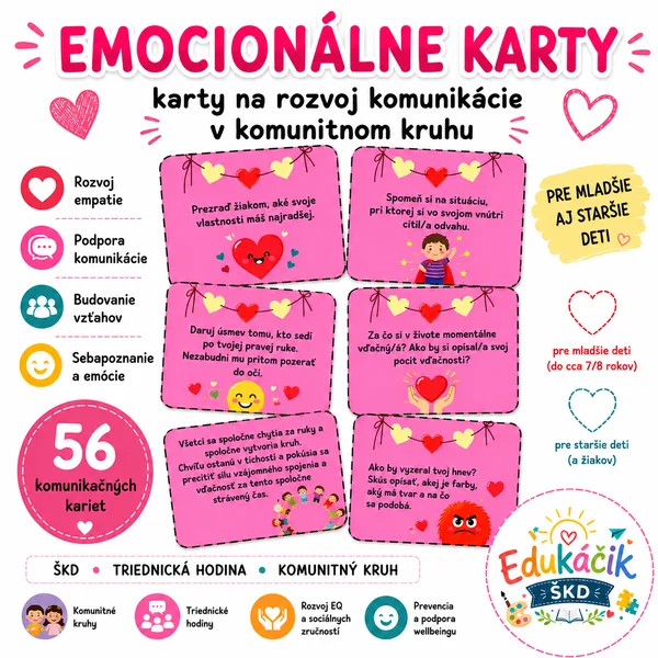 ❤️Emocionálne karty – karty na rozvoj komunikácie v komunitnom kruhu❤️