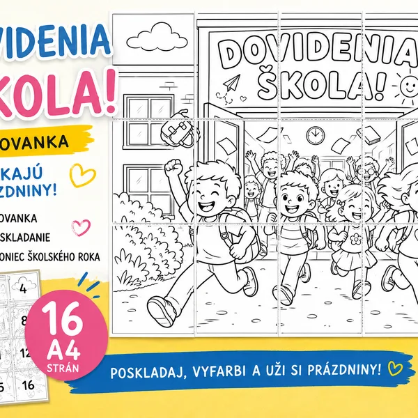 Dovidenia, škola - kooperatívna omaľovanka 🏫☀️