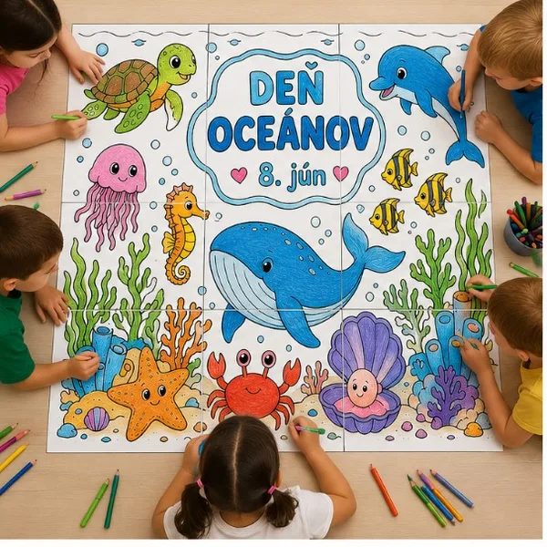 Deň oceánov - kooperatívna maxi omaľovanka 🐟🐬🐋🐳