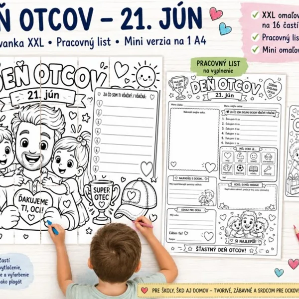 Deň otcov - maxi omaľovanka + pracovný list 
