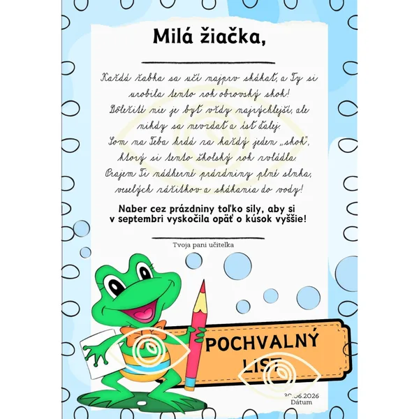 Pochvalný list - VESMÍR- 2025/26