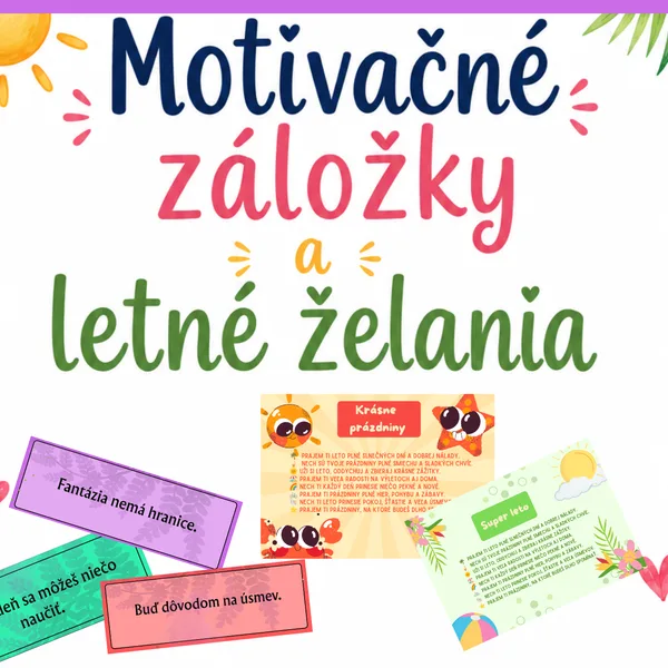 Motivačné záložky a letné želania/kniha, motivácia, čítanie, leto, poďakovanie