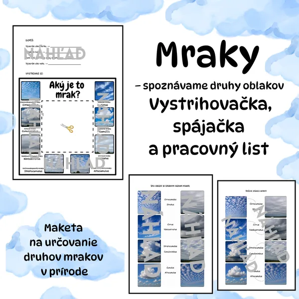 Mraky – spoznávame druhy oblakov | Vystrihovačka, spájačka a pracovný list