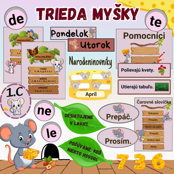 Výzdoba triedy myšky/výzdoba nástenky myšky