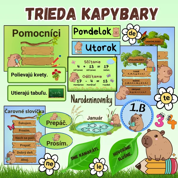Výzdoba triedy kapybara/výzdoba nástenky kapybary
