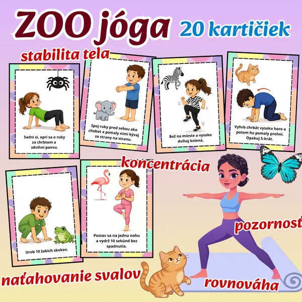 ZOO jóga – pohybové kartičky pre deti
