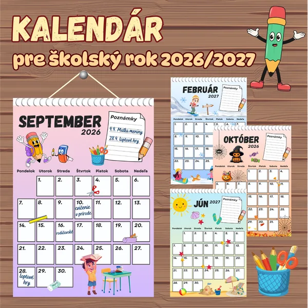 Školský kalendár na rok 2026/2027, Triedny kalendár pre školský rok 2026/2027