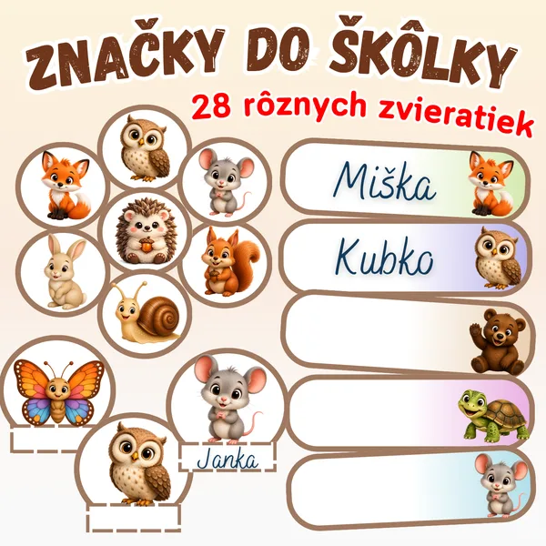 Značky do materskej školy/Značky do škôlky/Menovky