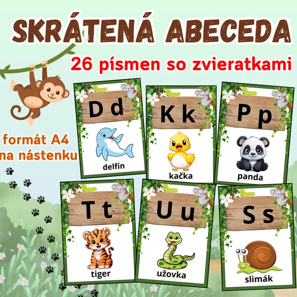 Skrátená abeceda - zvieratká/ Abeceda na nástenku