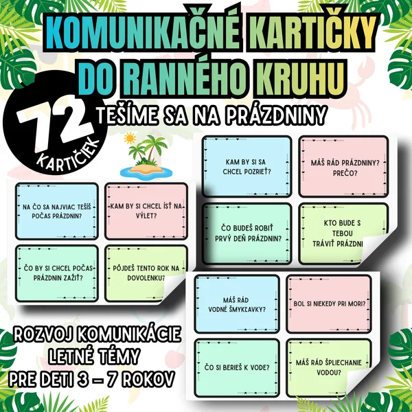 Komunikačné kartičky do ranného kruhu – Tešíme sa na prázdniny | 72 kartičiek