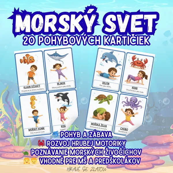 Morský svet | 20 pohybových kartičiek pre deti