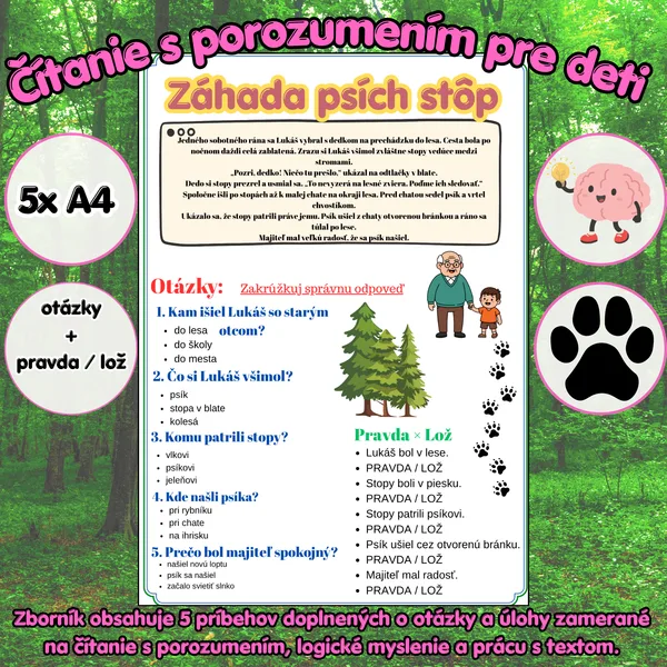 Čítanie s porozumením 4 – pre deti | 5x A4