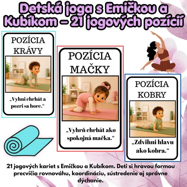Detská joga s Emičkou a Kubíkom – 21 jogových pozícií 🧘‍♂️