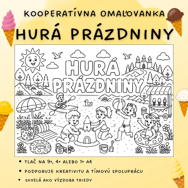 Kooperatívna omaľovanka - Hurá prázdniny