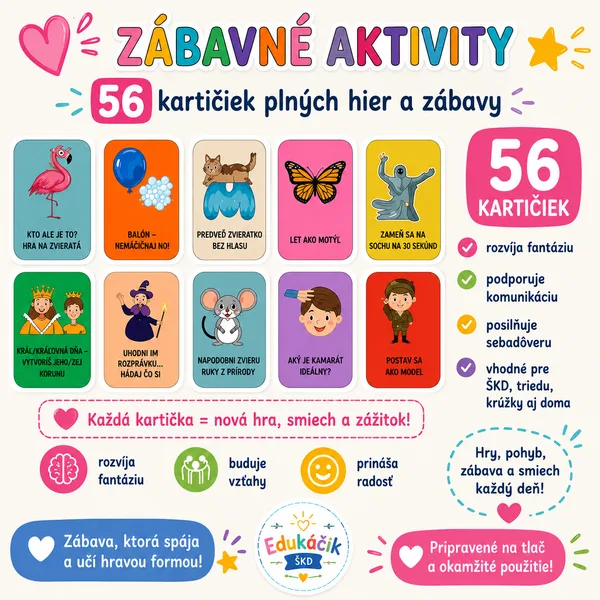 ⭐ VESELÉ POHYBOVÉ KARTIČKY - 56 aktivít plných smiechu a zábavy ⭐