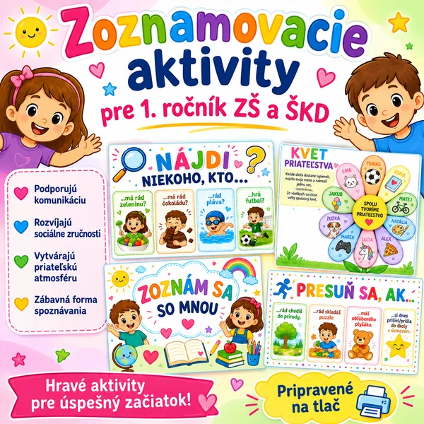 🙋‍♀️Spoznávame sa – adaptačné aktivity pre 1. ročník ZŠ a ŠKD🙋‍♂️