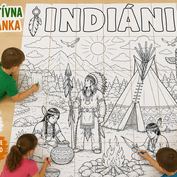 Indiáni – kooperatívna omaľovanka (20 × A4)