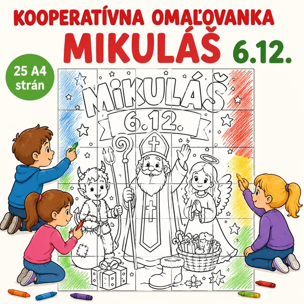 Mikuláš 6.12. - Kooperatívna omaľovanka 25xA4
