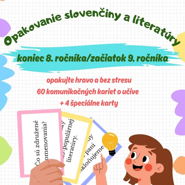Opakovanie učiva 8. ročníka SJL a LIT (na začiatku 9. ročníka) - komunikačné karty 