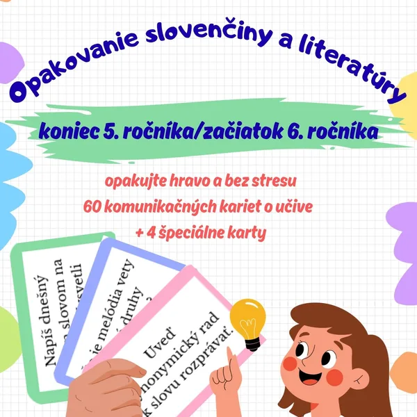 Opakovanie učiva 5. ročníka SJL a LIT (na začiatku 6. ročníka) - komunikačné karty 