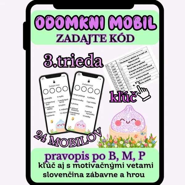 Odomkni mobil - pravopis po obojakých spoluhláskach B, M, P