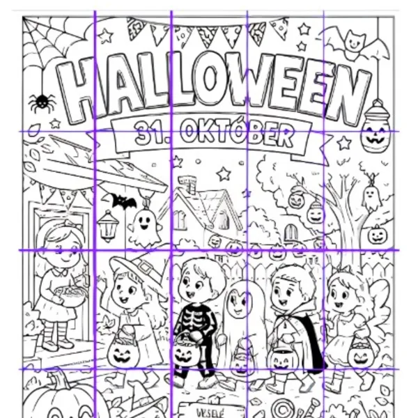 Halloween - kooperatívna omaľovanka 🎃