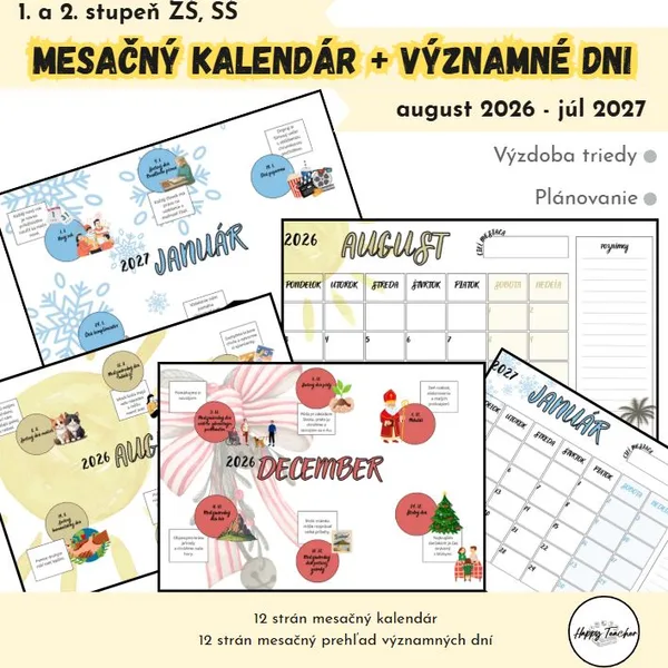 Mesačný kalendár 2026/2027 a významné dni 