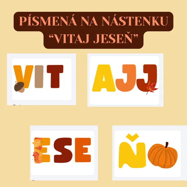 🍂Výzdoba na nástenku – Vitaj, jeseň! - jesenná pastelová výzdoba do triedy🍂