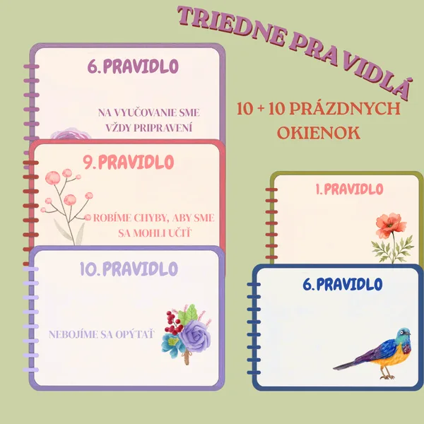🪻Triedne pravidlá – kartičky na nástenku - vintage kolekcia🪻
