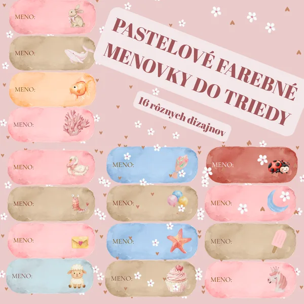 🌈 MENOVKY/OZNAČOVAČE - Pastelová dúha🌈