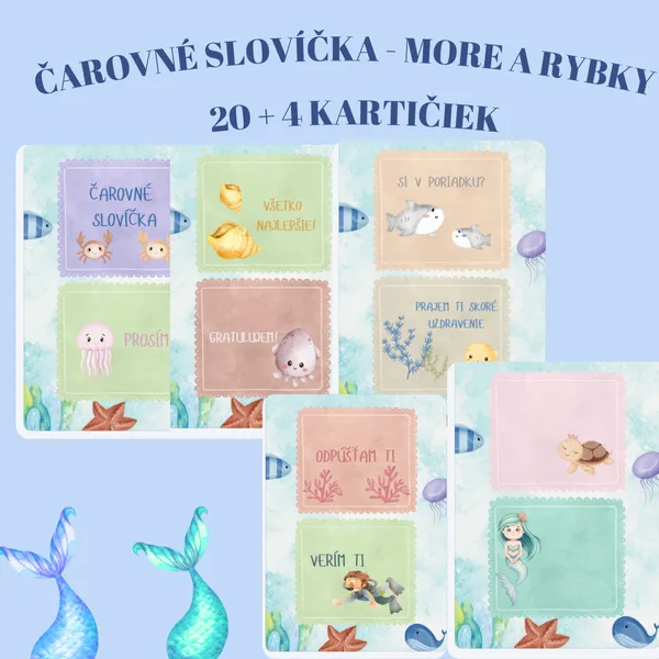 🌊ČAROVNÉ SLOVÍČKA (kartičky) - Modrý oceán🌊