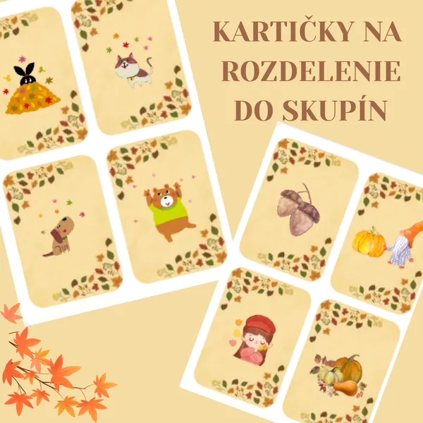 🍂Kartičky na rozdelenie do skupín - jesenná kolekcia🍂