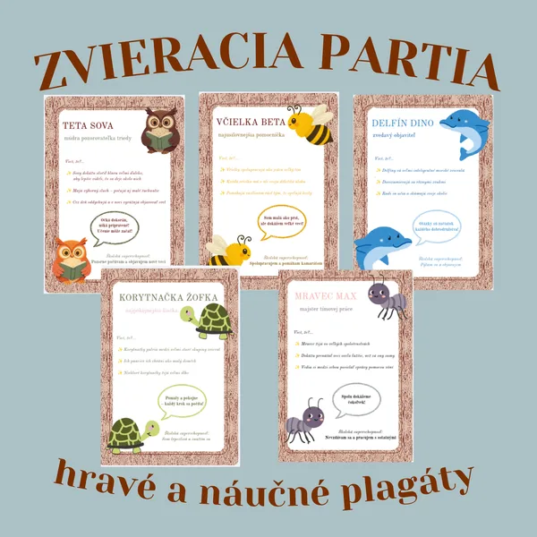  ☀️Edukatívne a hravé plagáty zvieratká - Back to school kolekcia ☀️