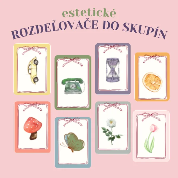 🪻Kartičky na rozdelenie do skupín - vintage kolekcia🪻