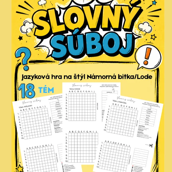 Slovný súboj/ slovná zásoba, delenie hlások, dedukcia, logika, komunikácia, hra pre dvojice