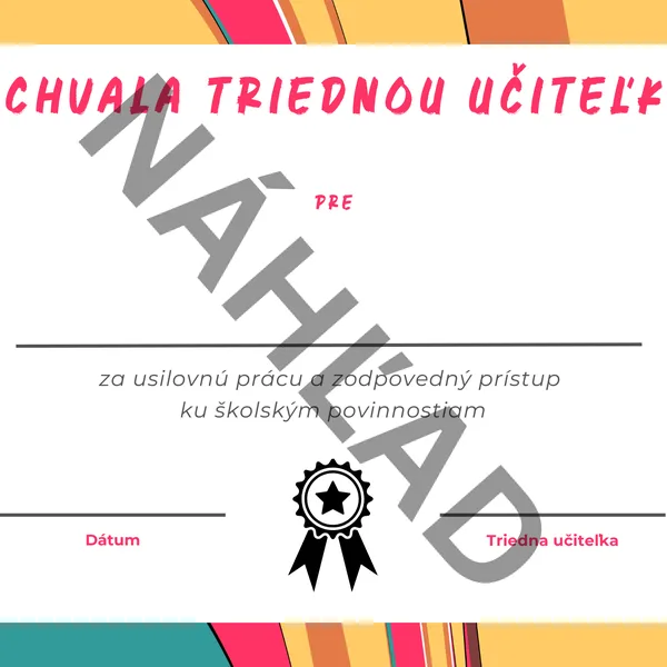 Pochvala triednou učiteľkou/Pochvala triednym učiteľom