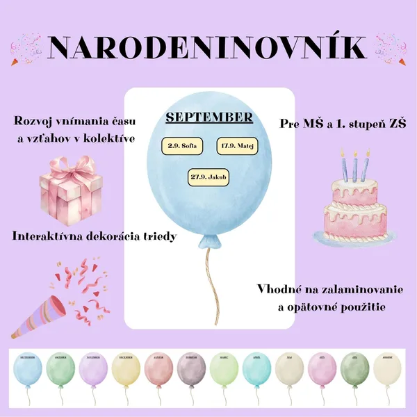 Balónikový narodeninový kalendár: Kto kedy slávi narodeniny?