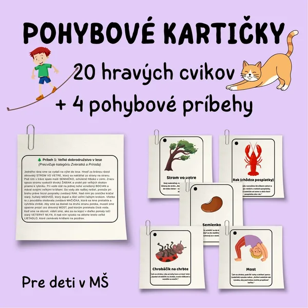 Hravé cvičenie v MŠ: 20 pohybových kariet a príbehy