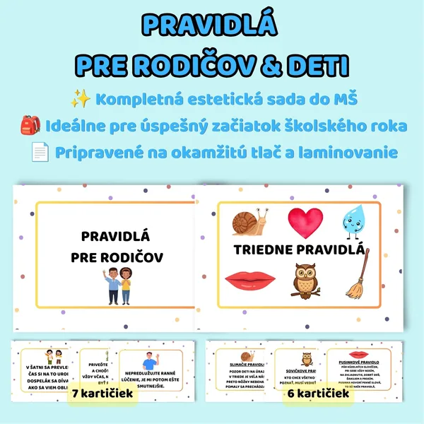 Pravidlá pre rodičov & Triedne pravidlá pre deti