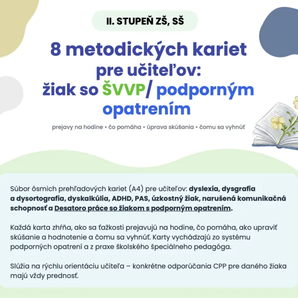 8 metodických kariet pre učiteľov: žiak so ŠVVP/ PO