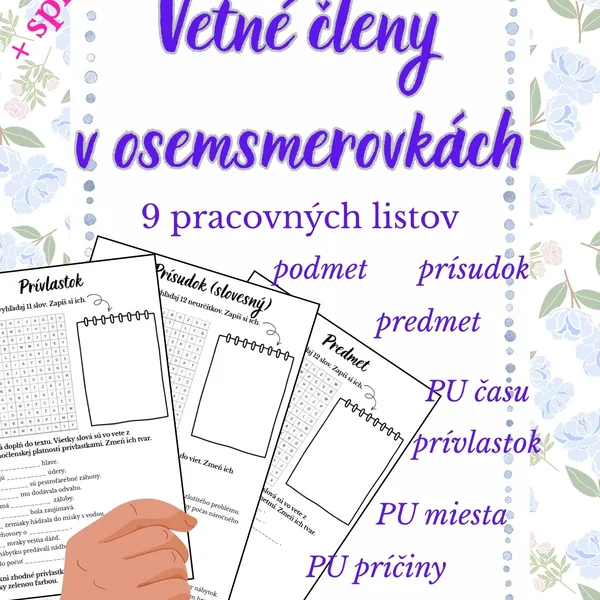 Vetné členy (syntax) v osemsmerovkách + úlohy