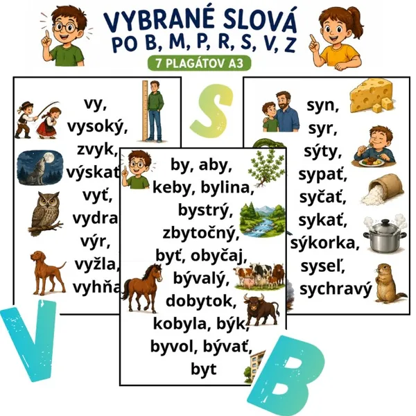 Vybrané slová po B, M, P, R, S, V, Z – plagáty A3