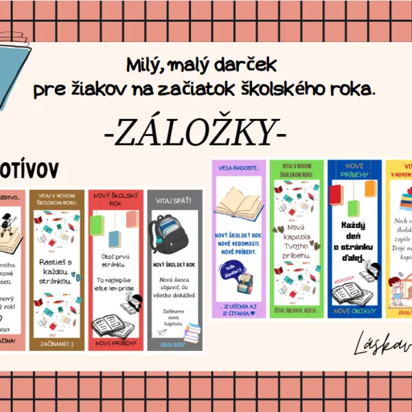 Záložky - darček pre žiakov 