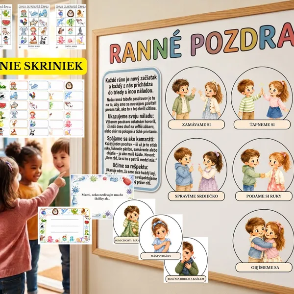 Ranné pozdravy / označenie skriniek 
