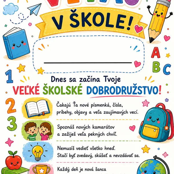 Uvítací list pre prváka
