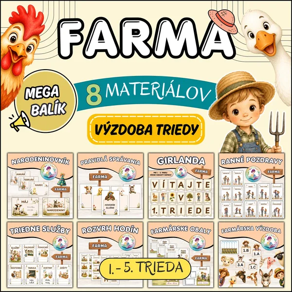 FARMA - Kompletná výzdoba a pomôcky do triedy (8 v 1)