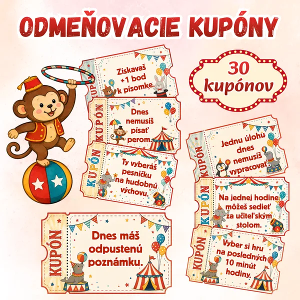 Odmeňovacie kupóny pre žiakov, žolíky