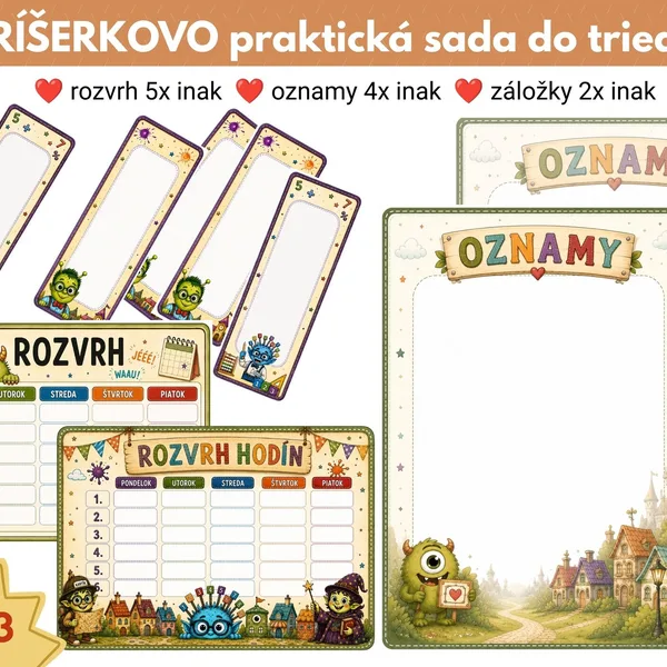PRÍŠERKOVO – Praktická sada do triedy - Rozvrh hodín | Oznamy | Záložky 